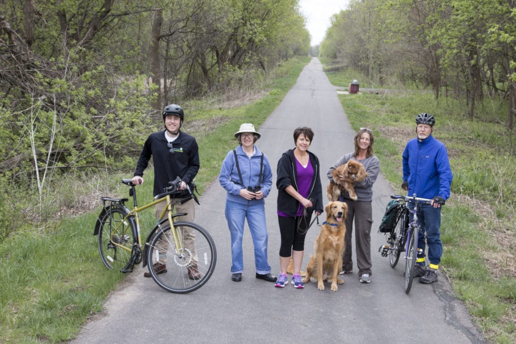 Citizens Standing on Bike Trail