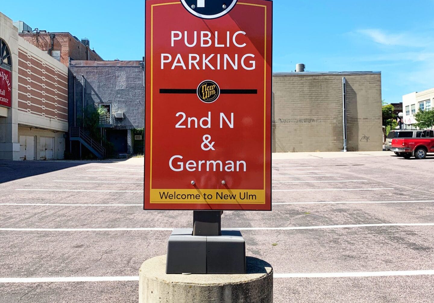 Red Public Parking Sign